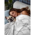 thumbnail image 3 of Marble Grey White California King Size Flat Sheet, Wrinkleproof & Fadeproof Cooling Flat Bed Sheet Only, Cracked Rock Greyscale Fake Stone Breathable Soft Bedding Top Sheets 108 x 98 Inches, 3 of 8