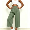 thumbnail image 6 of Bloomae Capri Pants for Women Wide Leg High Waisted Pleated Dress Pants Business Casual Capris Work Office Cropped Slacks Trousers with Pockets, 6 of 8