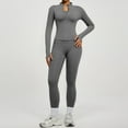 thumbnail image 4 of Women's Zipper Jacket and Leggings Set, High Waist Workout Outfit with Tummy Control, Butt Lifting Yoga Pants and Long Sleeve Top for Running, Gym, Yoga and Casual Sportswear Grey, 4 of 7