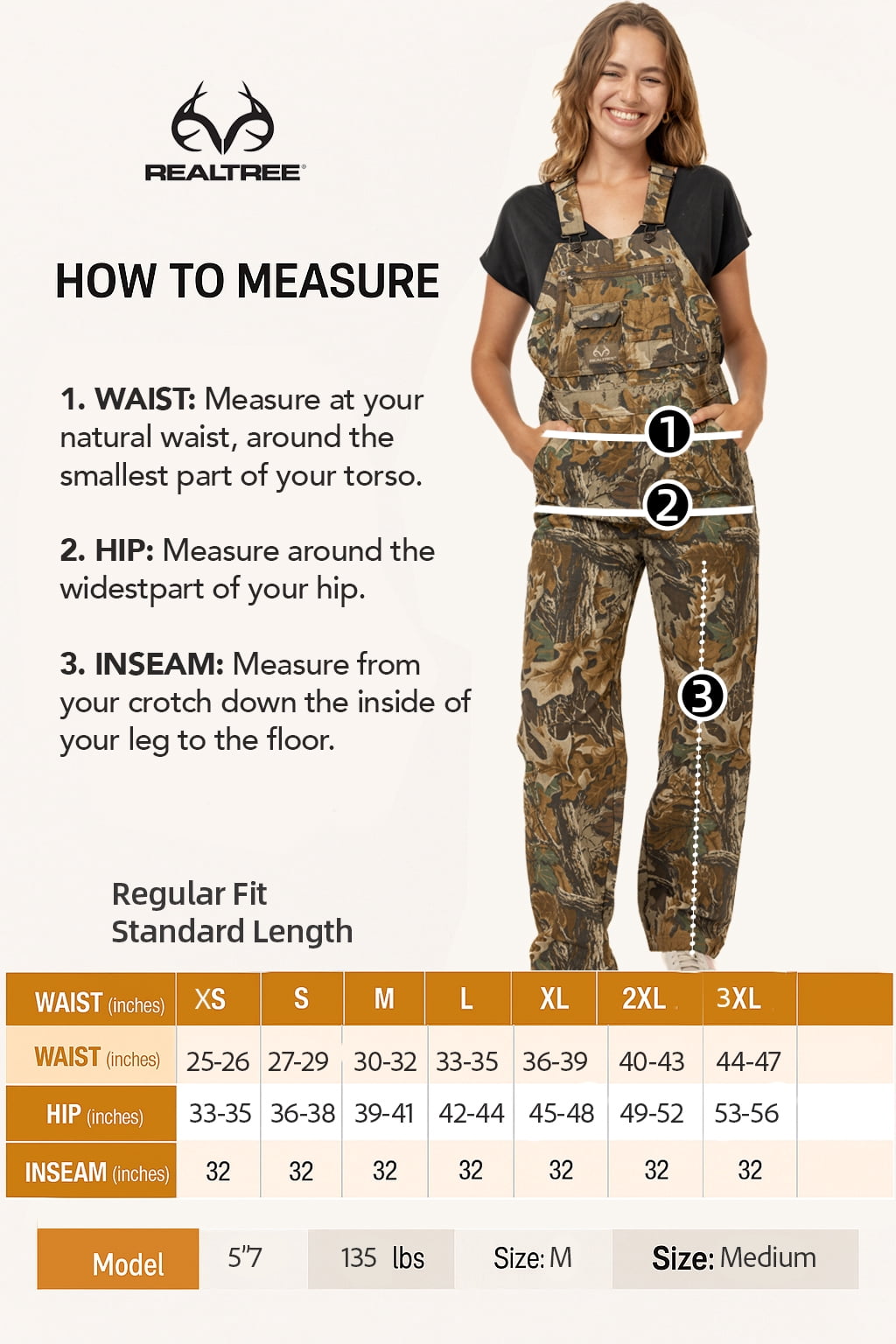Realtree Women's Camo Hunting Cotton Bib Overalls, All-season Uninsulated Camouflage Bib Overalls for Outdoor Activities