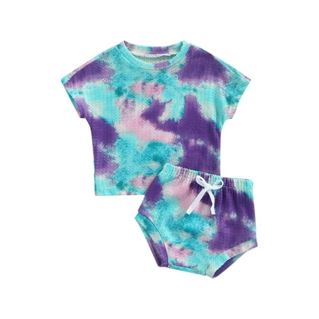 

TheFound Newborn Baby Girl 2Pcs Shorts Set Sleeveless Tops T-shirts + Elastic Waist Shorts Infant Kids Summer Outwear