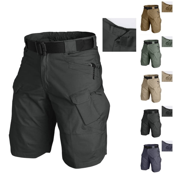 Multi Pocket Work Tactical Shorts for Men Outdoor Casual Painters Shorts Military Combat Hiking Cargo Shorts (No Belt) Black 2XL