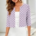 thumbnail image 2 of DYTTDG Women's Polka Dot Cropped Cardigan | 3/4 Sleeve Open Front Round Neck Shrug for Summer, Lightweight Cover Up, 2 of 7