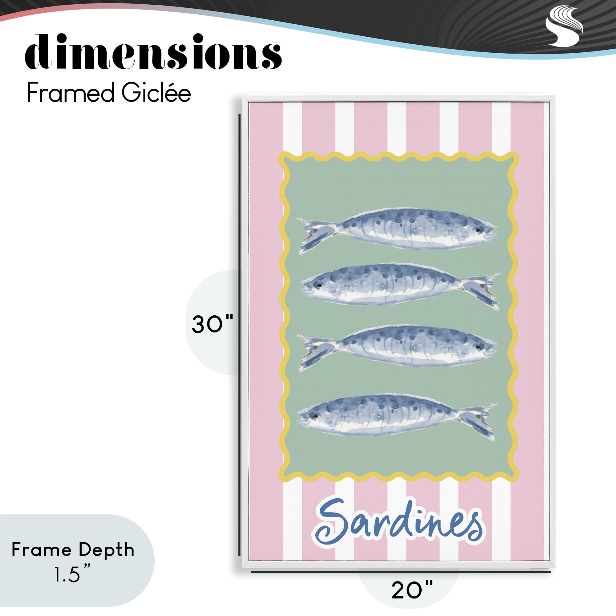 Stupell Industries Pastel Striped Sardines White Framed Giclee Art, design by Patricia Pinto