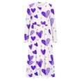 thumbnail image 2 of Jinhomg Flowy Holiday Dress for Women Cute Valentine's Day Heart Print Maxi Dress Casual Comfy Long Sleeve Crew Neck Tiered Dresses with Pockets Spring Saving Purple L, 2 of 5
