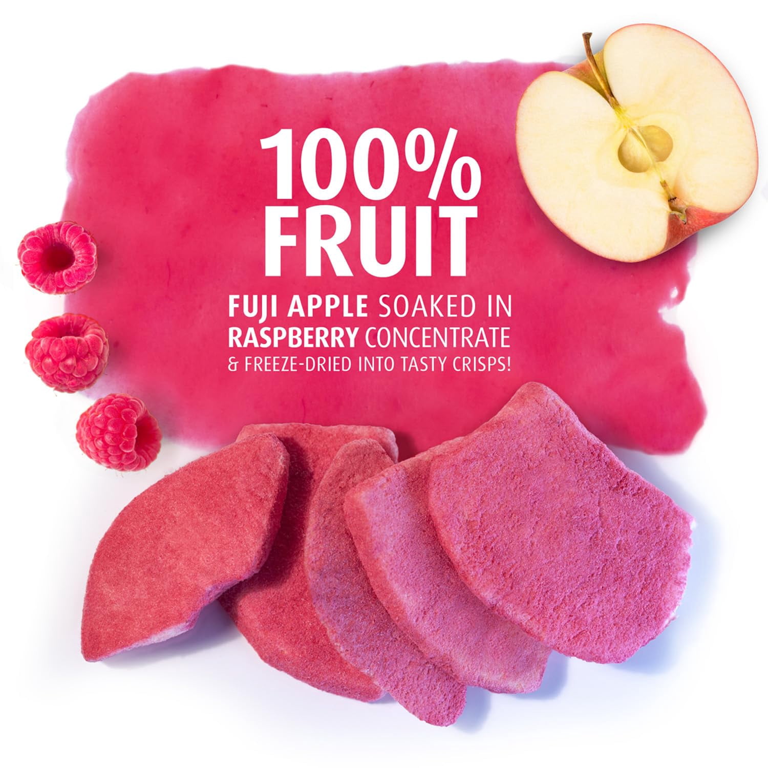Brothers All Natural Infused Freeze Dried Fruit Crisps, Fuji Apple Infused with Raspberry, 0.85 Oz (Pack of 8), Made with 100% Fruit, Gluten Free, Soy Free, Vegan, Healthy Snack, Resealable Pouch