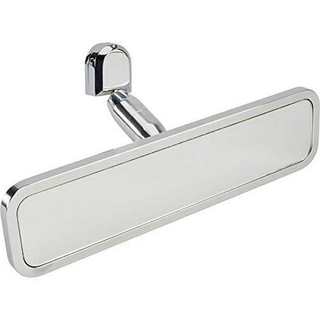 Speedway Motors Polished Ball Milled Billet Aluminum Interior Rear View Mirror, Attached Pivot Ball Allows Easy Adjustment, Rectangular Shape, 9.25� Wide x 2.38� Tall