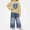 Yellow, variant on DJDLJWCJ 2 Piece Girls Casual Outfit Sets Cute Print Long Sleeve Crewneck Sweatshirt Elastic Waist Wide Leg Pants Set Pink Size 6M