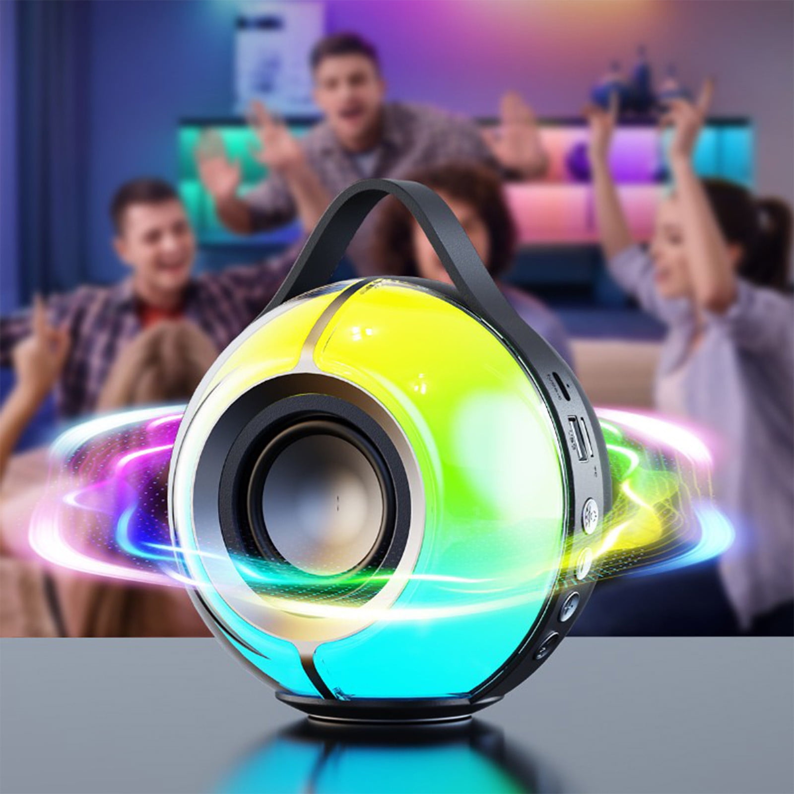 LACKUST RGB Bluetooth Speaker 5.3 with Lights, Low Latency Gaming Speaker, Room-Filling Sound, Rechargeable Desktop Wireless Speaker Black