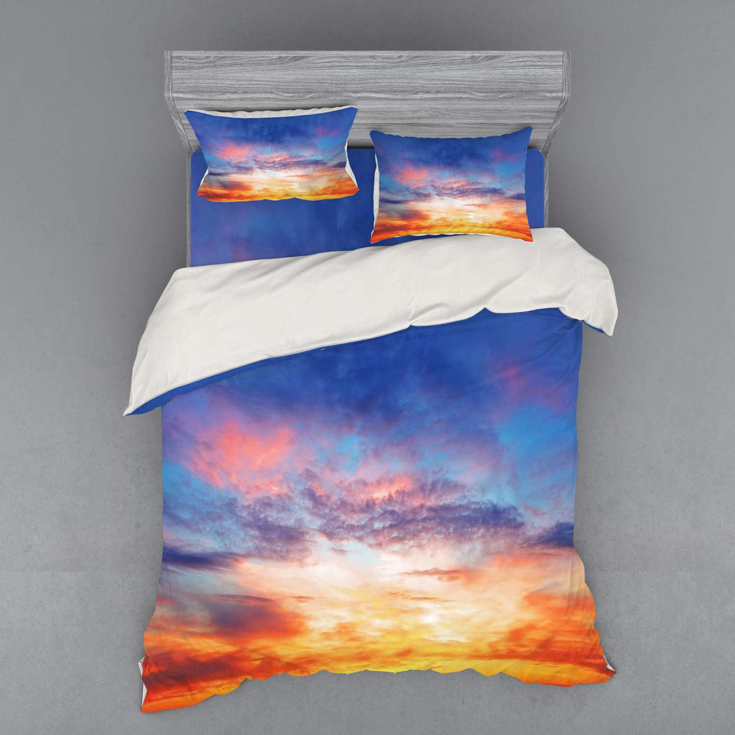 thumbnail image 1 of Ambesonne Colorful Bedding Set 4 Pcs, Sunset Cloudscape Sky, Queen, Orange Blue, 1 of 3