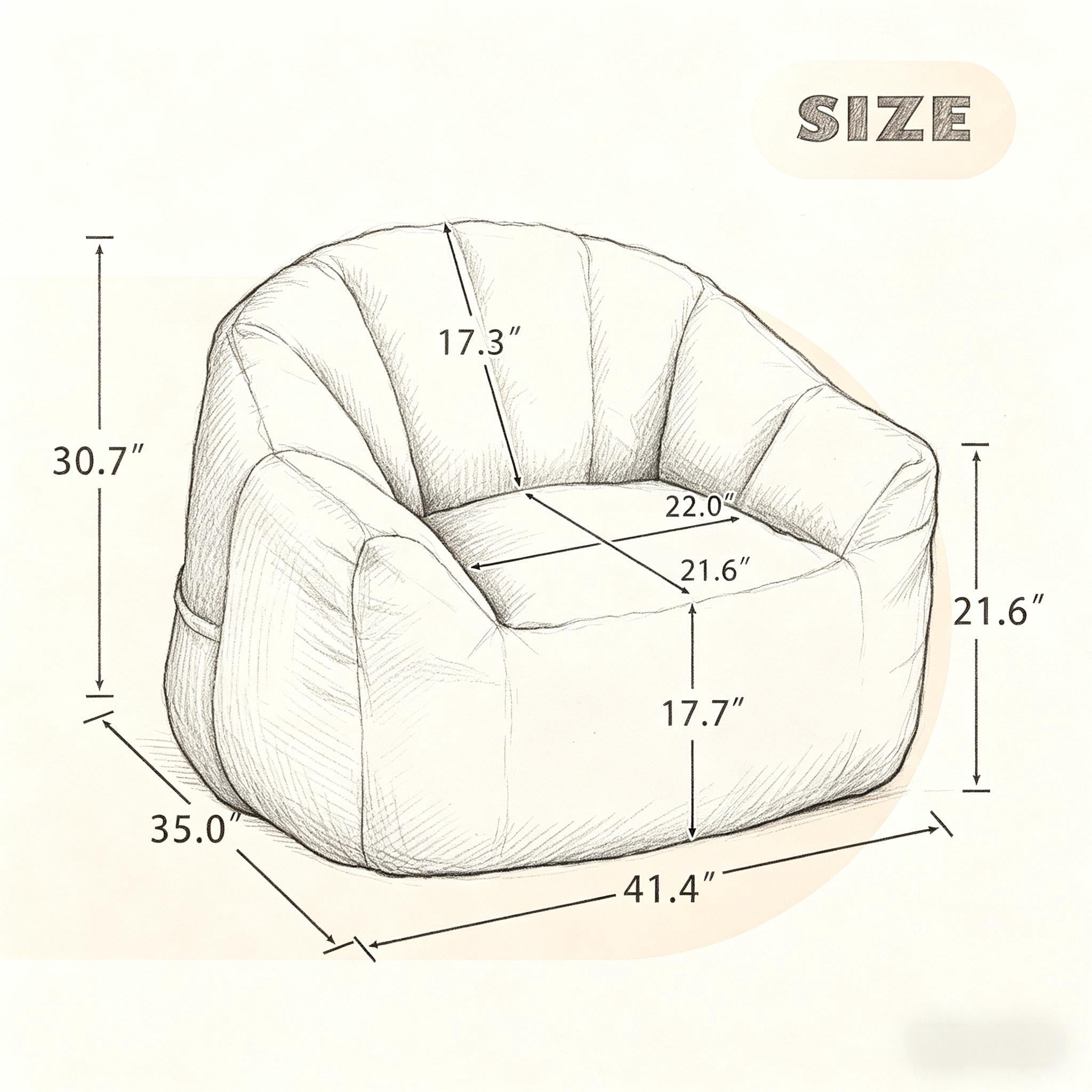 Howcool Bean Bag Chair for Adults, High-Density Foam Stuffed Armrest Lazy Sofa for Living Room Bedroom Reading