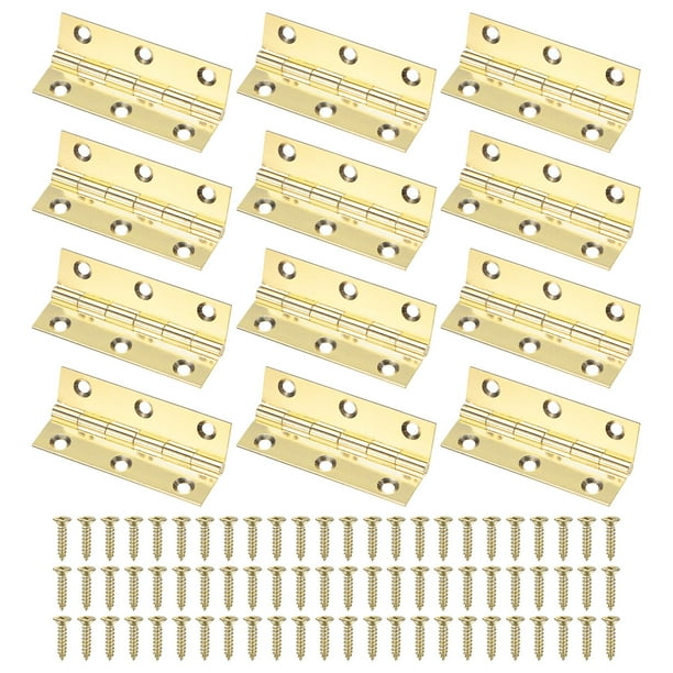 Uxcell Paquete de 12 bisagras de puerta pequeñas, 2.5in (63mm) bisagras mini de bisagra plegable de latón con tornillo para caja de joyas