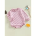 thumbnail image 3 of Suealasg Newborn Baby Boys Girls Fall One Piece Clothes Long Sleeve Checkerboard Print Romper Bodysuit 3 6 12 18 Months Infant Autumn Playsuit, 3 of 7