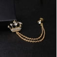 thumbnail image 6 of YOOE British Style Rhinestone Crown Chain Brooch. Retro Crystal Corsage Pin, Tassel Chain Suit Jacket Brooch Pin for Men Husband Gifts (Gold), 6 of 7