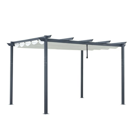 ALEKO Aluminum Outdoor Retractable Canopy Pergola - 13 x 10 Ft - White Color