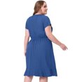 thumbnail image 4 of Unique Bargains Women's Plus Size Denim Dress Wrap Elastic Waist Ruffle Dresses Blue 2X, 4 of 5