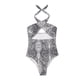 thumbnail image 4 of Traje de baño siamés de moda para mujer, Bikini Sexy con estampado de piel de serpiente y lazo Halter en la cintura Fridja  nalpqowj19944, 4 of 5