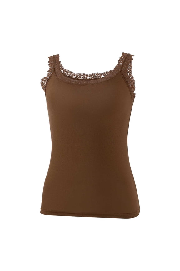 Lace Camisole Tank Tops for Women Summer Scoop Neck Sleeveless Tops Soft Ribbed Lace Trim Cami Shirts Basic Undershirts