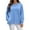Blue, variant on Women's Side Slit Button Detail Round Neck Sweatshirt, Autumn Winter Solid Color Casual Long Sleeve Pullover Top with Soft Cotton Polyester Blend for Comfortable Relaxed Fit and Street Fashion Black
