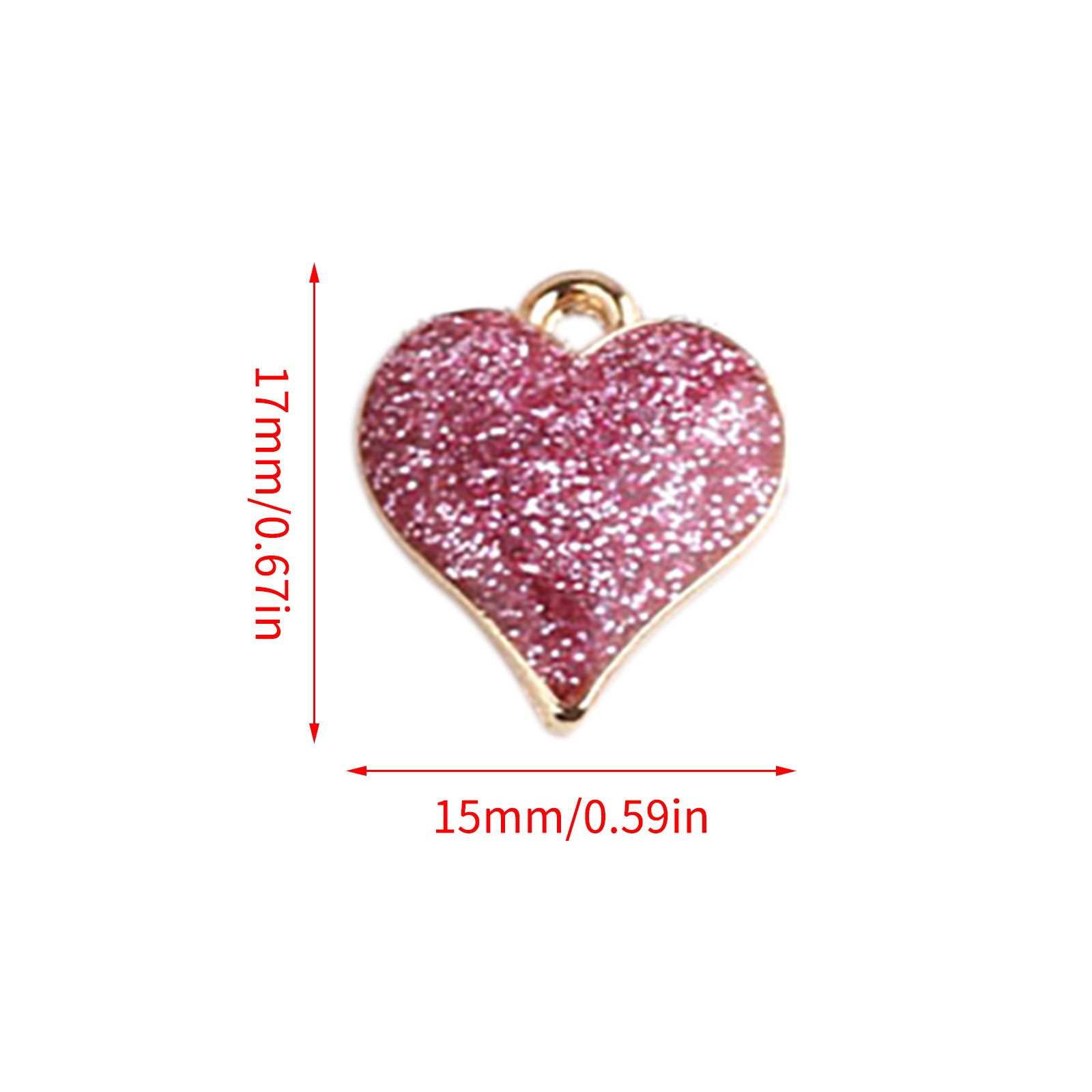 20 PC Heart Shape Charms Bling Charms for Jewelry Making Valentine's Day DIY Earring Bracelet Necklace, Adult Unisex, Size: One size, Gold