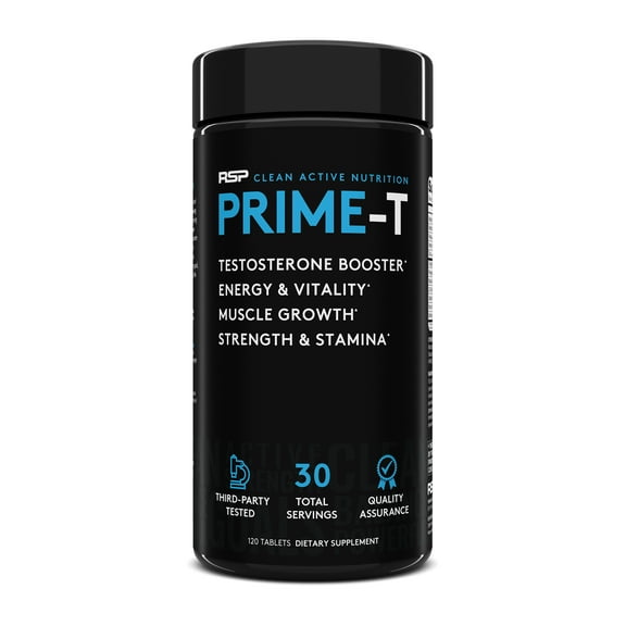 RSP Prime-T Testosterone Booster, Natural Testosterone Supplement for Men, 120 Count