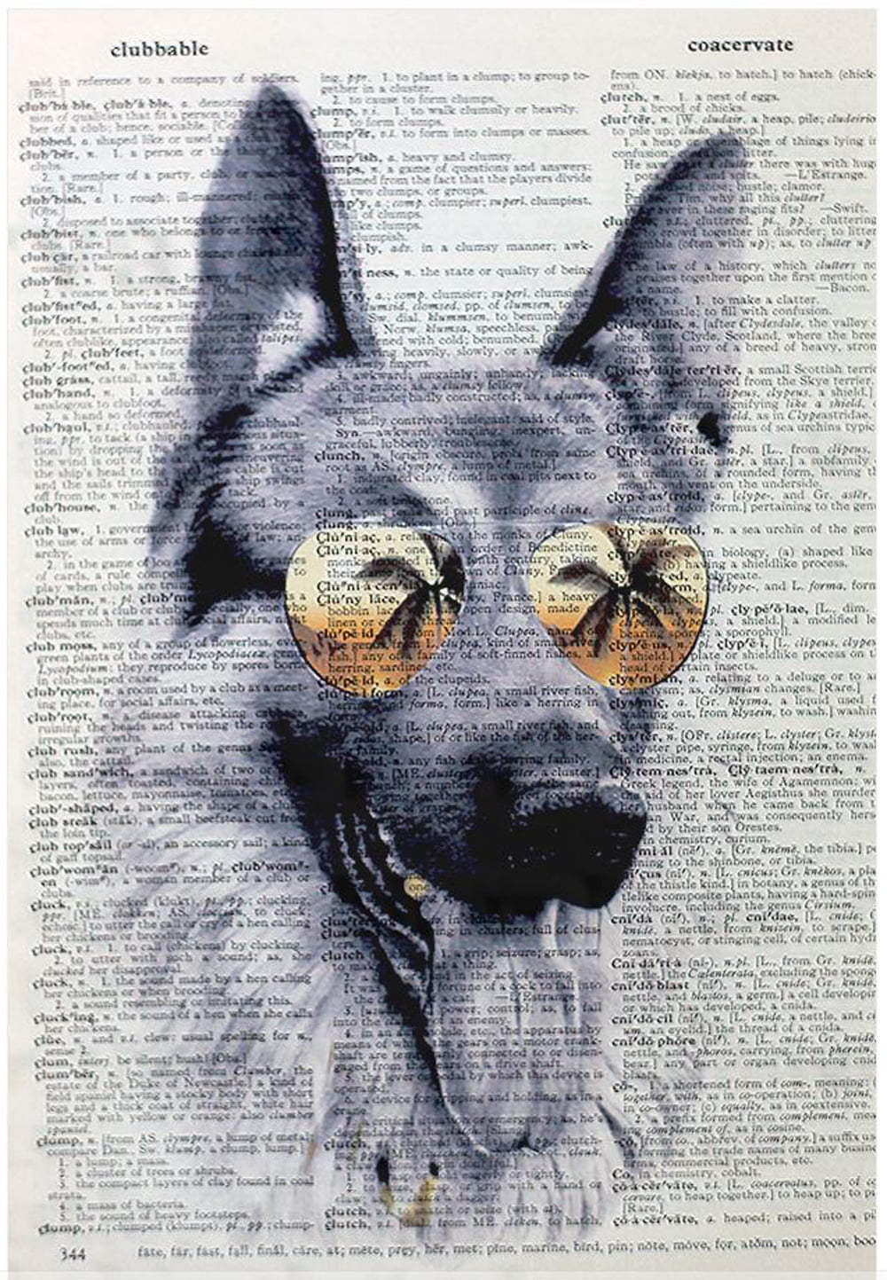 Art N Wordz Miami German Shepard Aviator Dog Original Dictionary Sheet Pop  Art Wall or Desk Art Print Poster 