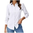 thumbnail image 2 of Binmer Women's Bottom Down Shirts with Long Sleeve, Ladies Fit Business Dress Shirts,Women's Plus White,Size M, 2 of 8