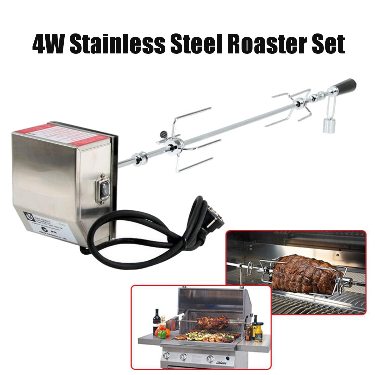 110V Rotisserie Kits Hexagon Spit Rod Stainless Steel Electric Motor