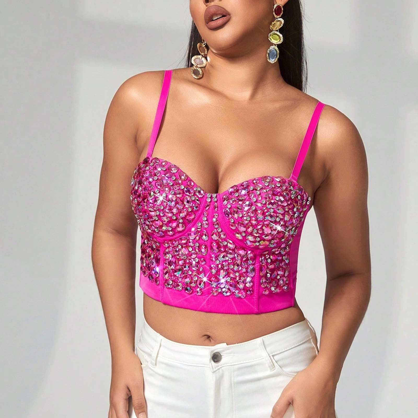 pink bralette crop top