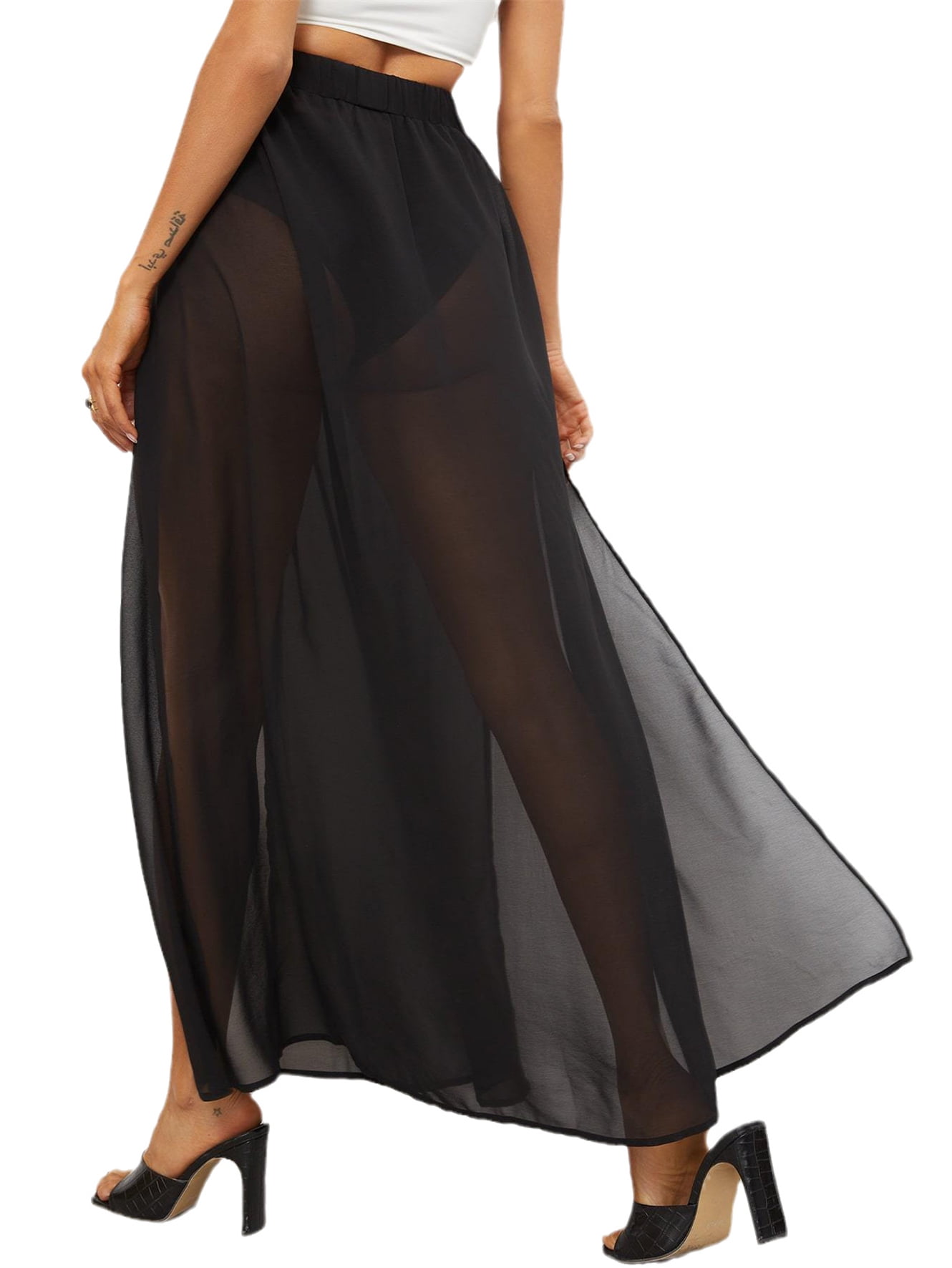 Sheer skirt with split top