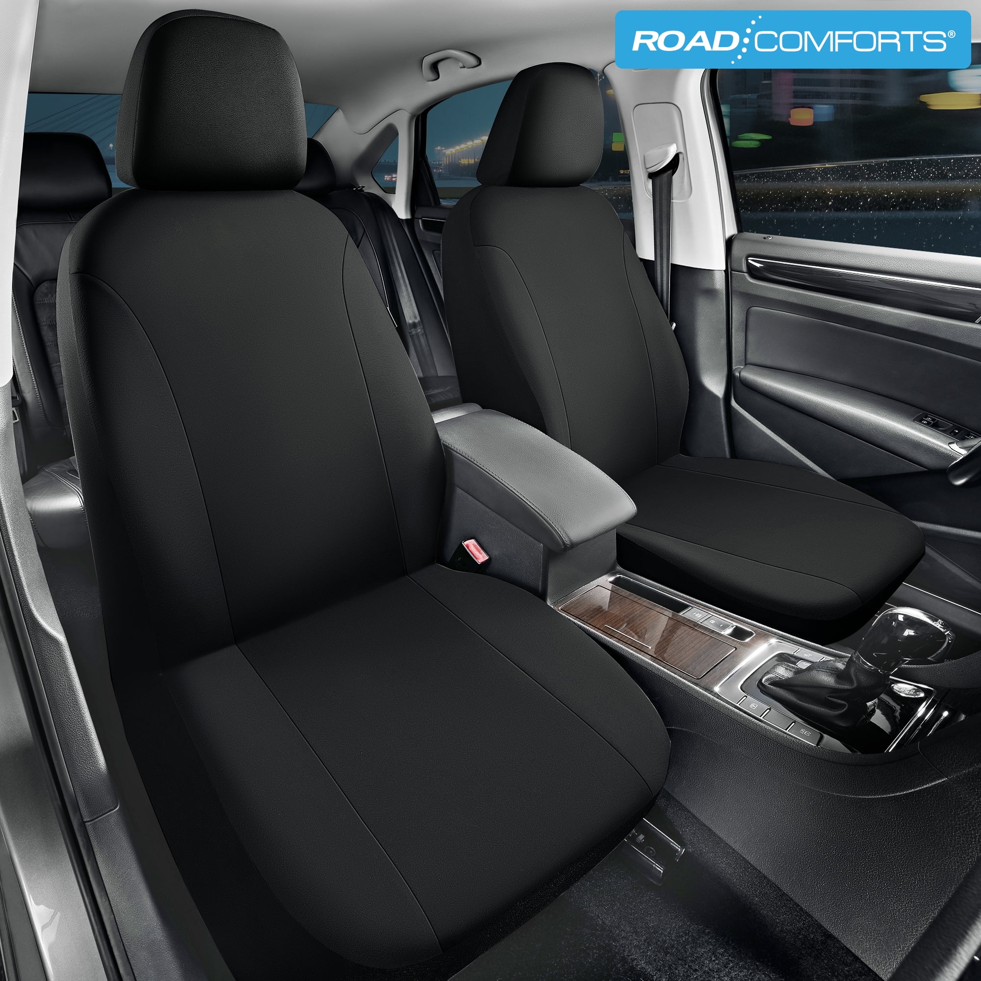 Road Comforts PolyPro Car Seat Covers– Front Seat Covers, Easy to Install, Universal Fit for Trucks Van SUV - Black