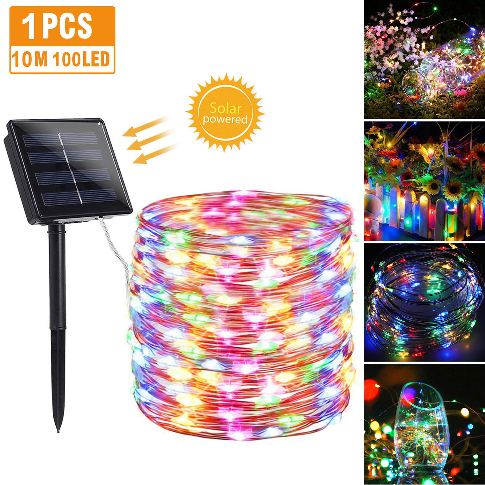 100 LED Solar String Fairy Light Garden Christmas Outdoor Party Decoration 10M
