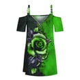 thumbnail image 4 of JINMGG Womens Plus Size Clearance $5 Women Pirnt V-neck Short Sleeve Strapless T Shirt Polluver Blouse Tank Tops Green XL, 4 of 5