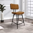 thumbnail image 6 of Mia 24 Inch Counter Stool Set of 2 Hand Dyed Brown Leather Deep Tufting, 6 of 6