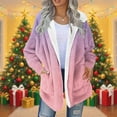 thumbnail image 3 of qucoqpe Women's Classic Gradient Fleece Jacket Full Zip Thermal Plushy Long Sleeve Fuzzy Coats for Winter Fall, 3 of 6