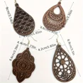 thumbnail image 5 of 4 Pairs Vintage-Inspired Carved Flower Pattern Dangle Earrings - Elegant Retro Style, Delicate Wooden Design, Ideal Female Gift, 5 of 5