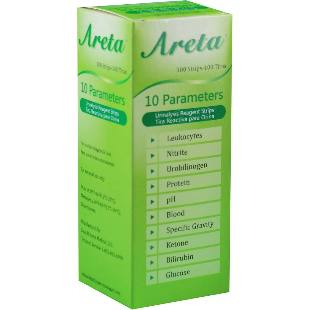 Areta 10 Parameter Urinalysis Reagent Test Strips, 100 Ct