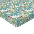 thumbnail image 4 of Ambesonne Summer Fitted Sheet, Flamingo Pattern Leafy Aloha, Twin XL Size, Rose Pale Green Seafoam, 4 of 5