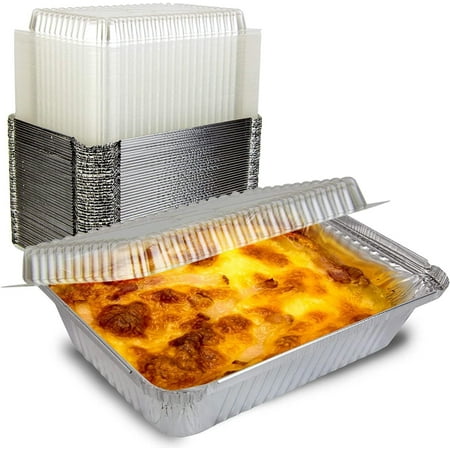 VeZee' JETfoil Disposable Aluminum 9" x 13" Reg Half Size With Dome Lids Pack of 10