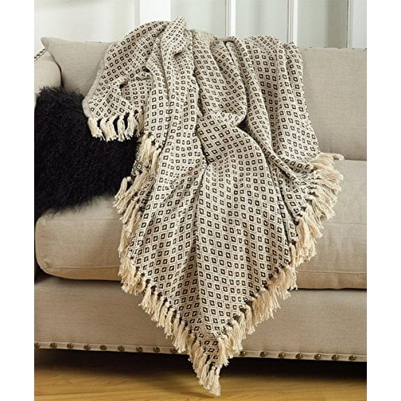 Fennco Styles Sevan Collection Soft Cotton Diamond Weave Throw Blanket