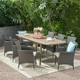 thumbnail image 2 of Stefan Outdoor Wood and Wicker Expandable 8 Seater Dining Set, Gray and Light Gray, 2 of 19