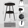 thumbnail image 2 of Mesa auxiliar LMGVRZK redonda pequeña de metal negro de 2 niveles, moderna, 2 of 8