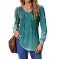 thumbnail image 4 of Fantaslook Long Sleeve Shirts for Women Fall Tops Dressy Casual Blouses Pleated V Neck Tunic Tops, 4 of 8