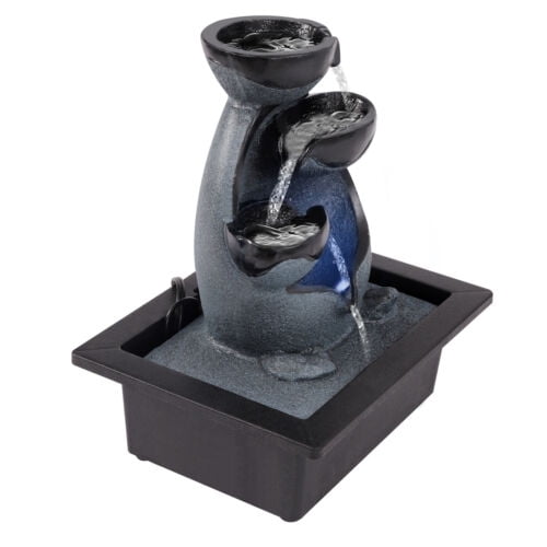 Water Fountain LED Light Desktop Waterfall Fountain Decor Tabletop