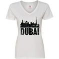 thumbnail image 3 of Inktastic Dubai City Skyline with Grunge Women's V-Neck T-Shirt, 3 of 5