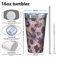 thumbnail image 4 of 16oz Tumblers Purple and Pink Leopard Pattern Stainless Steel Vacuum Insulated Double Wall Travel Tumbler Cups Mug with Lid and Straw,Cleaning Brush for Coffee,Tea, 4 of 4