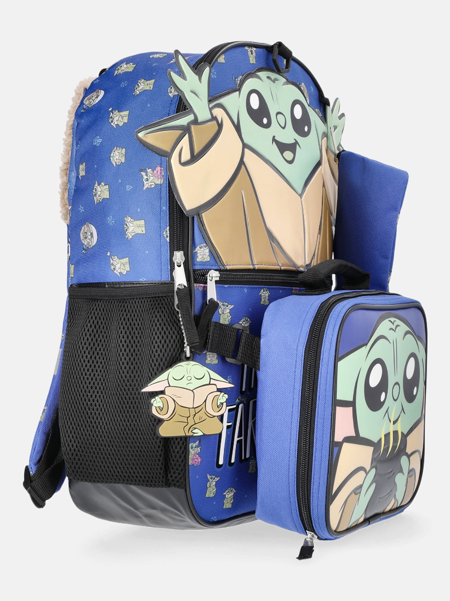 Star Wars Mandalorian 17" Boys Backpack Set with Lunch Box, Headphones, Water Bottle, Pencil Pouch and Keychain, 6-Piece, Blue