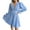 Sky Blue, variant on Fesfesfes Spring Dresses for Women V Neck Long Sleeve Party Dress Casual Floral Print Pleated Dress Knee Length Swing Sun Dress