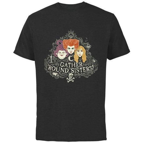 Disney Hocus Pocus Gather' Round Sanderson Sisters - Short Sleeve Cotton T-Shirt for Adults - Customized-Black