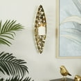 thumbnail image 2 of CosmoLiving by Cosmopolitan Gold Stainless Steel Pillar Wall Sconce with Hammered Pattern, 2 of 8